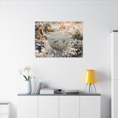 Japandi Ceramic Bowl in Golden Hour | Japanese Pattern Canvas Art