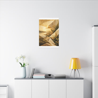 Golden Hour Paper Fold Canvas Art - Japandi Ma