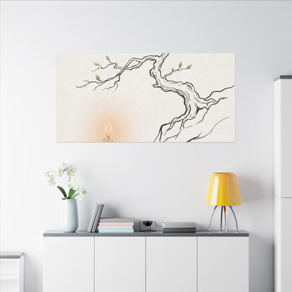 Candlelight Pine Tree Canvas Art - Japandi Shibui