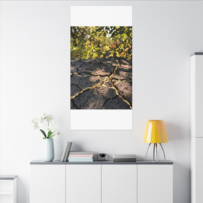 Shibui Cracked Earth Canvas Art - Kintsugi Gold Repair
