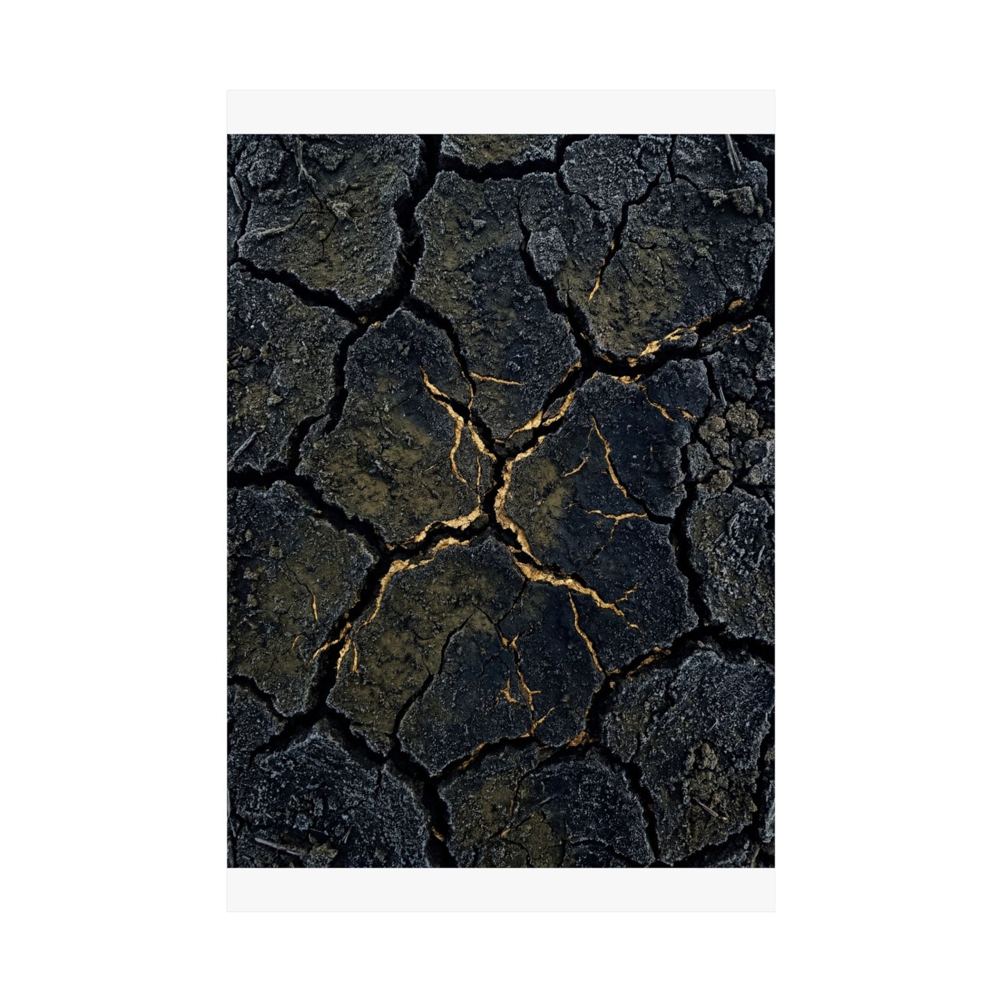 Cracked Earth Winter Wall Art Print | Dark Japandi Moody Design