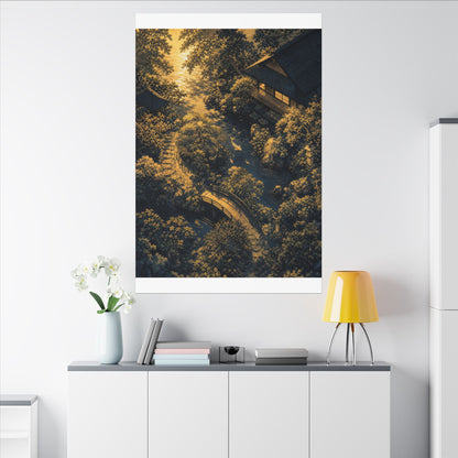 Contemplative Moonlit Garden Canvas Art - Ukiyo E Inspired Zen