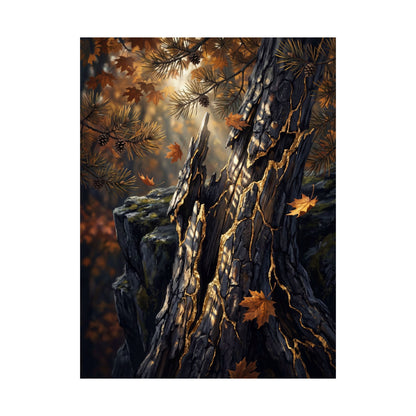 Pine Tree Autumn Wall Art Print | Kintsugi Beautiful Design