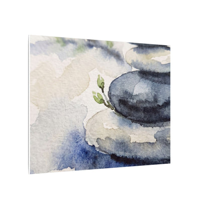 River Stones Watercolor Canvas Art | Cozy Japandi Art