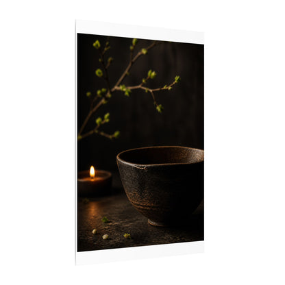 Moody Ceramic Bowl Canvas Art - Shadow Zen Dark Japandi