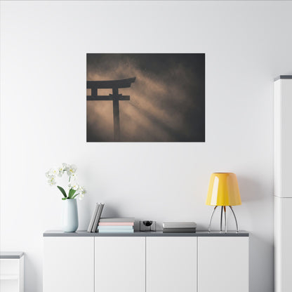 Torii Gate Shadow Zen Canvas Art | Bold Dark Japandi Art