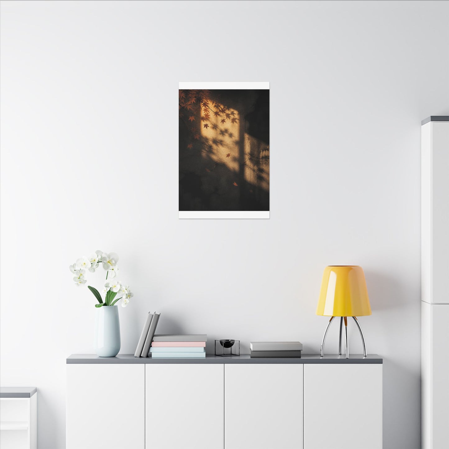 Shadow Play Canvas Art | Autumn Dark Japandi Charcoal Ink Art