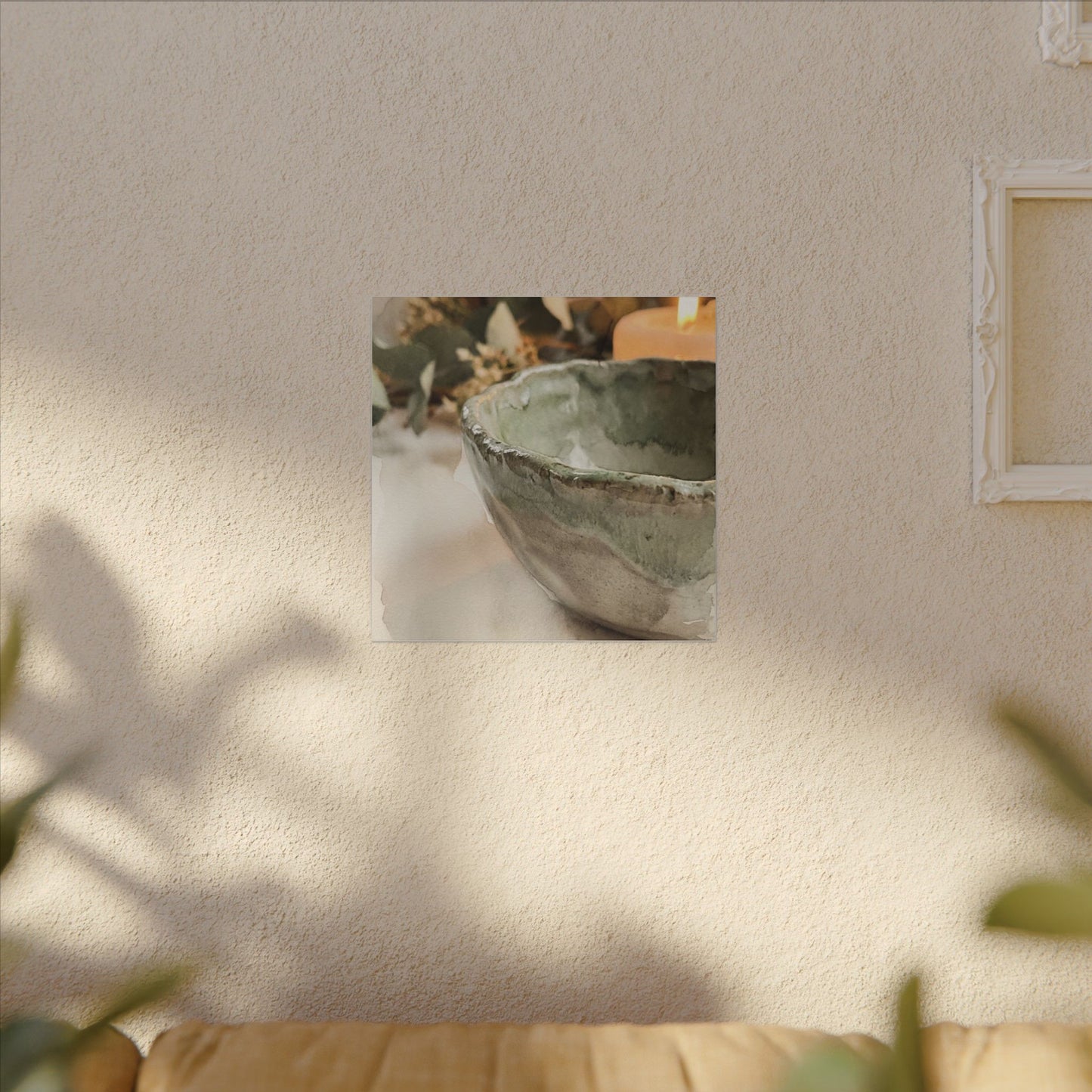 Ceramic Bowl Canvas Art | Summer Japandi Watercolor Art