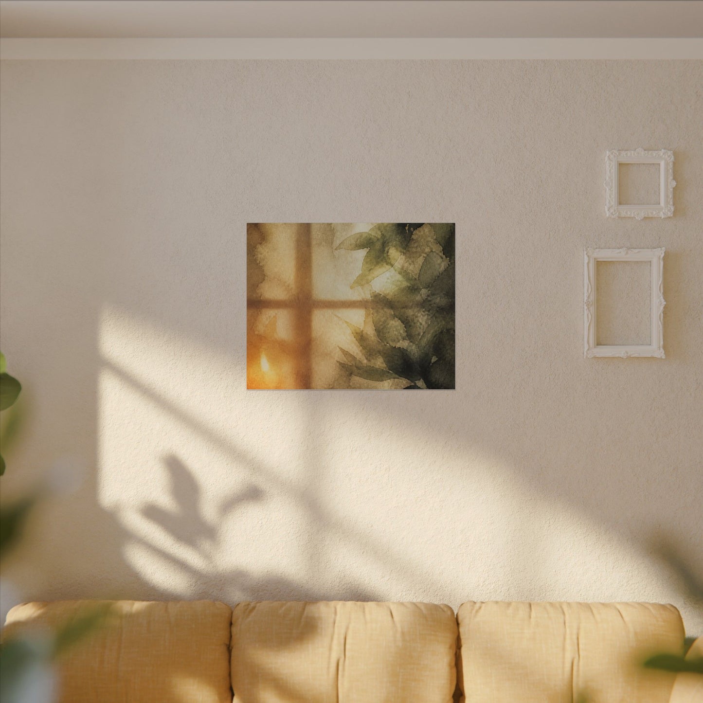 Cozy Shoji Screen Canvas Art - Watercolor Japandi