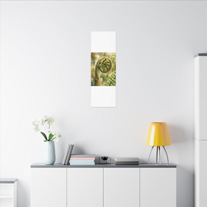 Japandi Fern Unfurling in Dappled | Watercolor Canvas Art