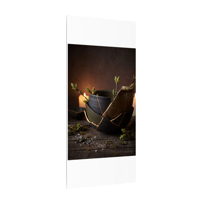 Broken Pottery Spring Canvas Art | Dark Japandi Luxurious Design