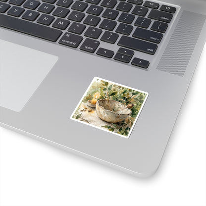 Japandi Ceramic Bowl in Candlelight | Watercolor Sticker