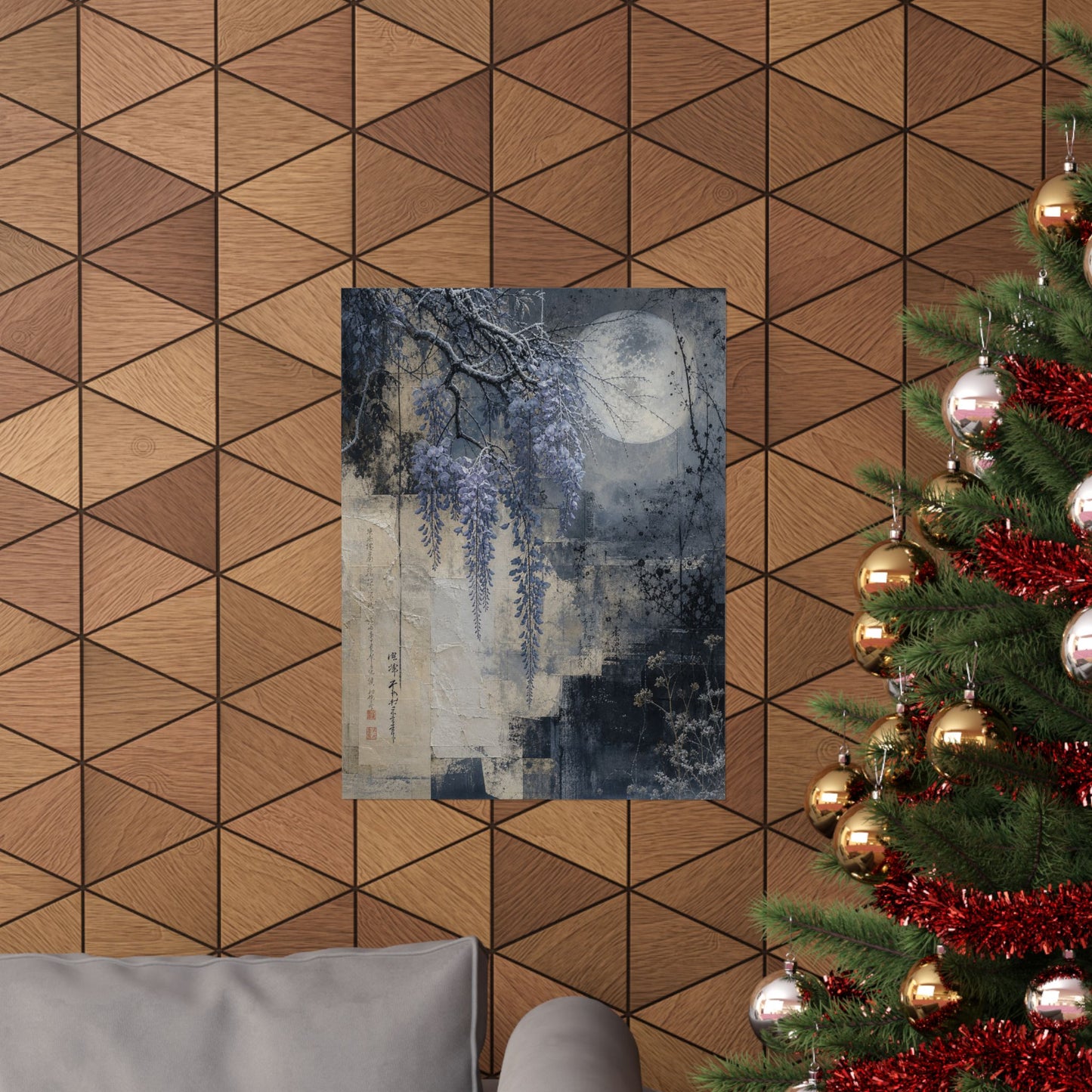 Moonlight Wisteria Wall Art Print - Japandi Seijaku
