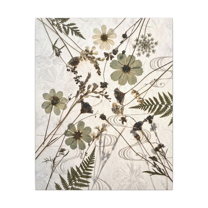 Japandi Dried Flowers in Golden Hour | Japanese Pattern Canvas Art