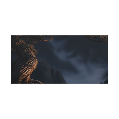 Bold Pine Tree Canvas Art - Shadow Zen Dark Japandi