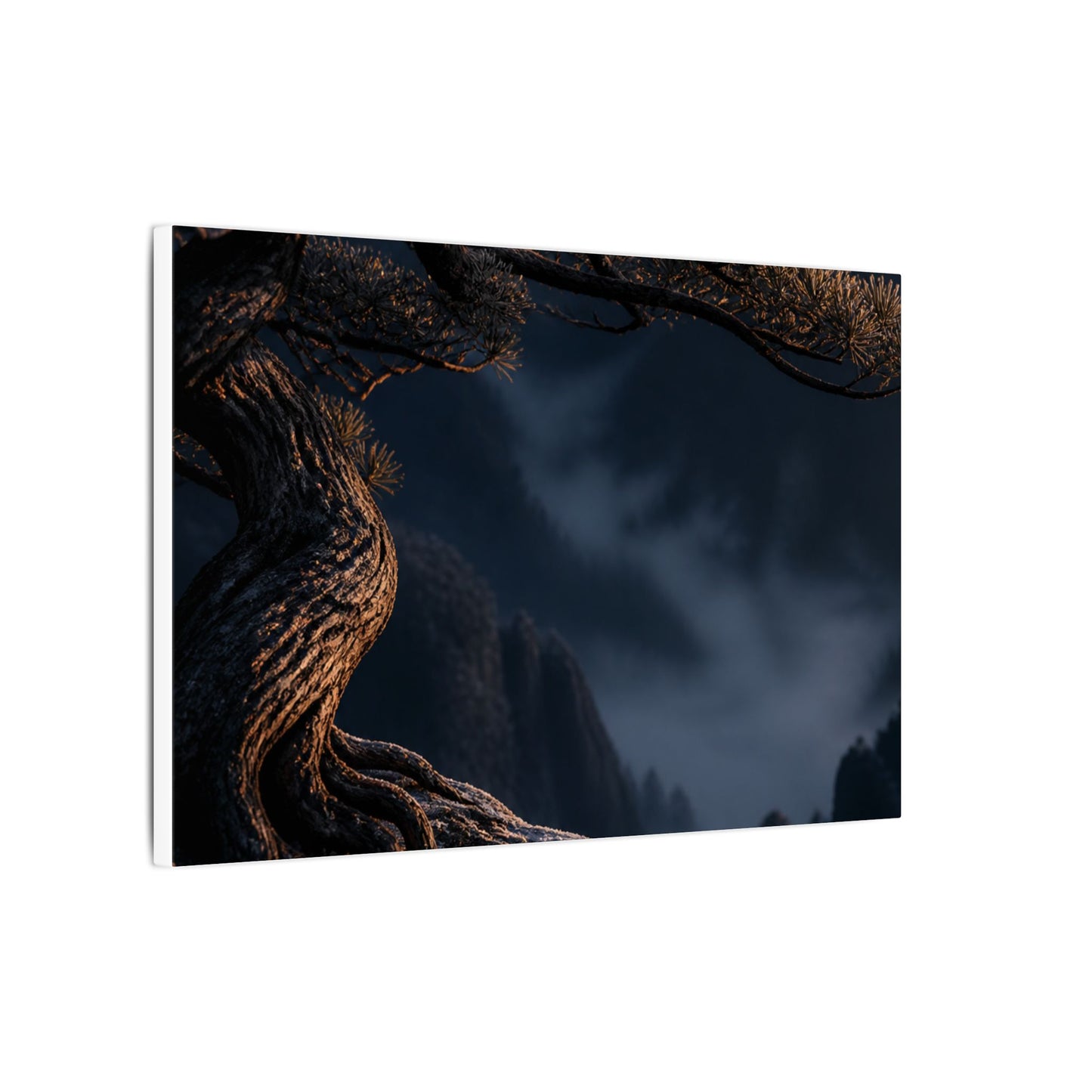 Bold Pine Tree Canvas Art - Shadow Zen Dark Japandi