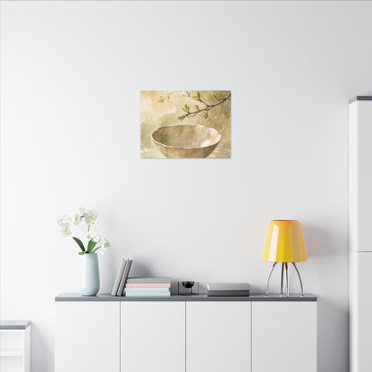 Warm Ceramic Bowl Canvas Art - Watercolor Japandi