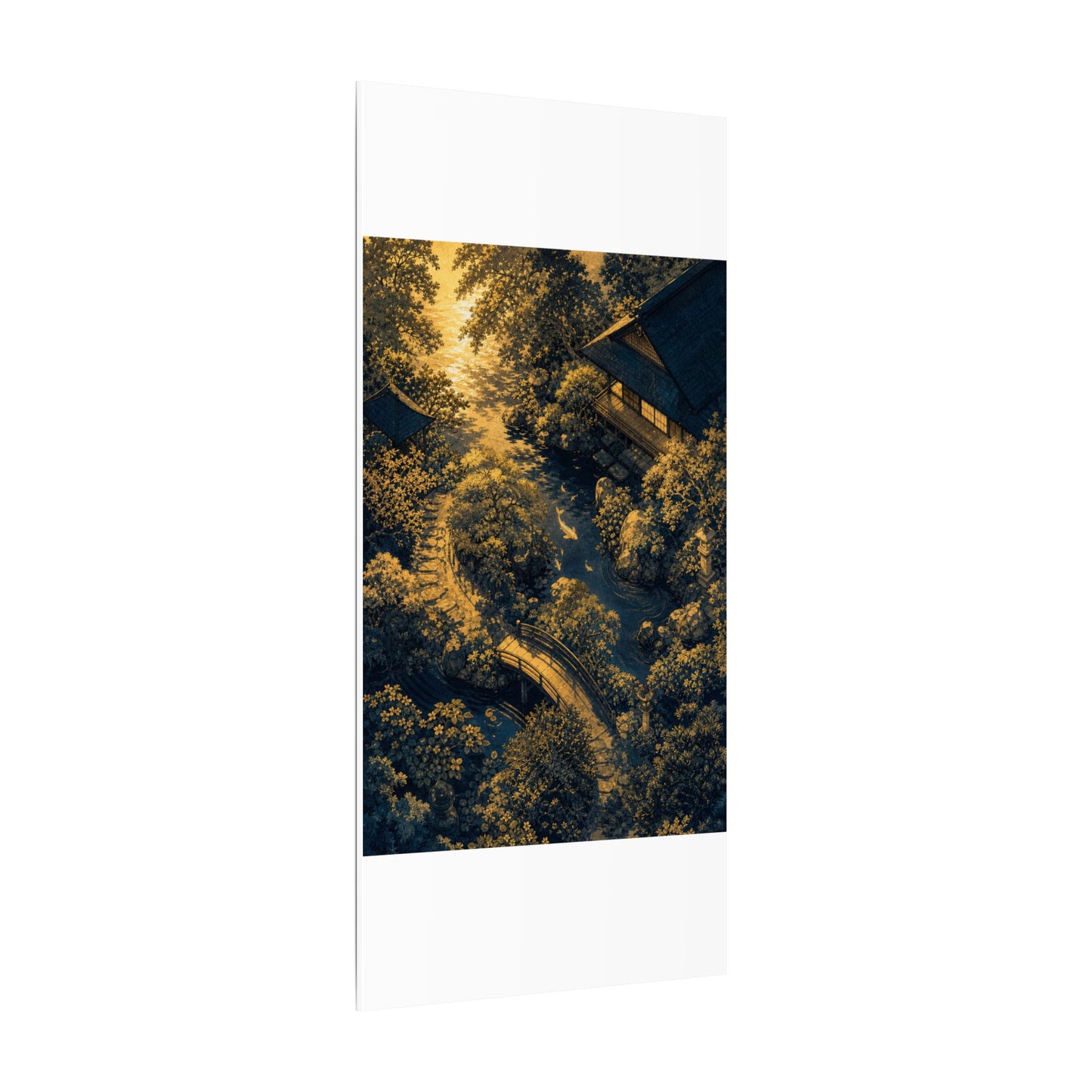 Contemplative Moonlit Garden Canvas Art - Ukiyo E Inspired Zen