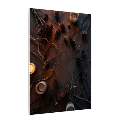 Dried Flowers Canvas Art | Winter Dark Japandi Moody Minimal Art