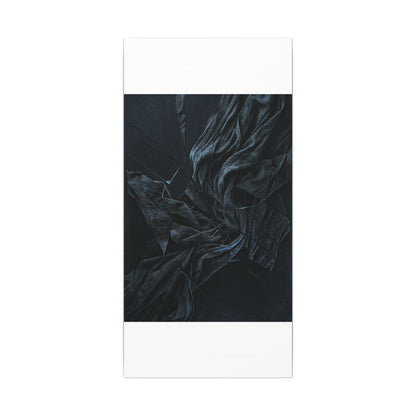 Dark Japandi Silk Drape in Moonlight | Moody Minimal Canvas Art