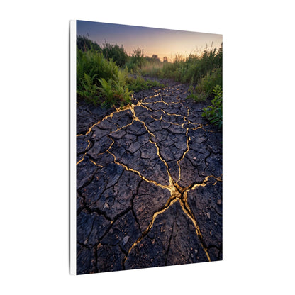 Cracked Earth Canvas Art | Summer Kintsugi Crackle Gold Art