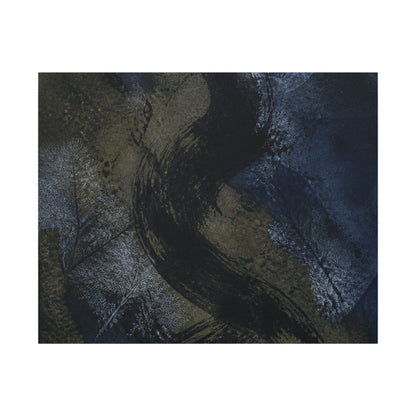 Shibui Ink Brushstroke Canvas Art - Dark Japandi Dark Texture