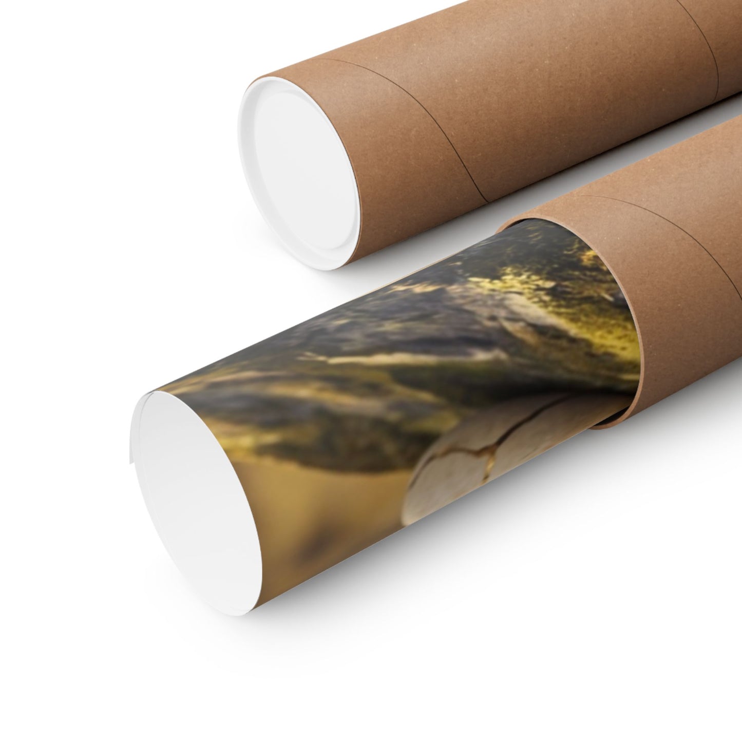 Autumn River Stones Gold Vein Wall Art Print | Artful Decor