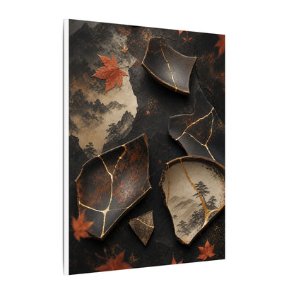 Broken Pottery Gold Vein Canvas Art | Philosophical Kintsugi Art