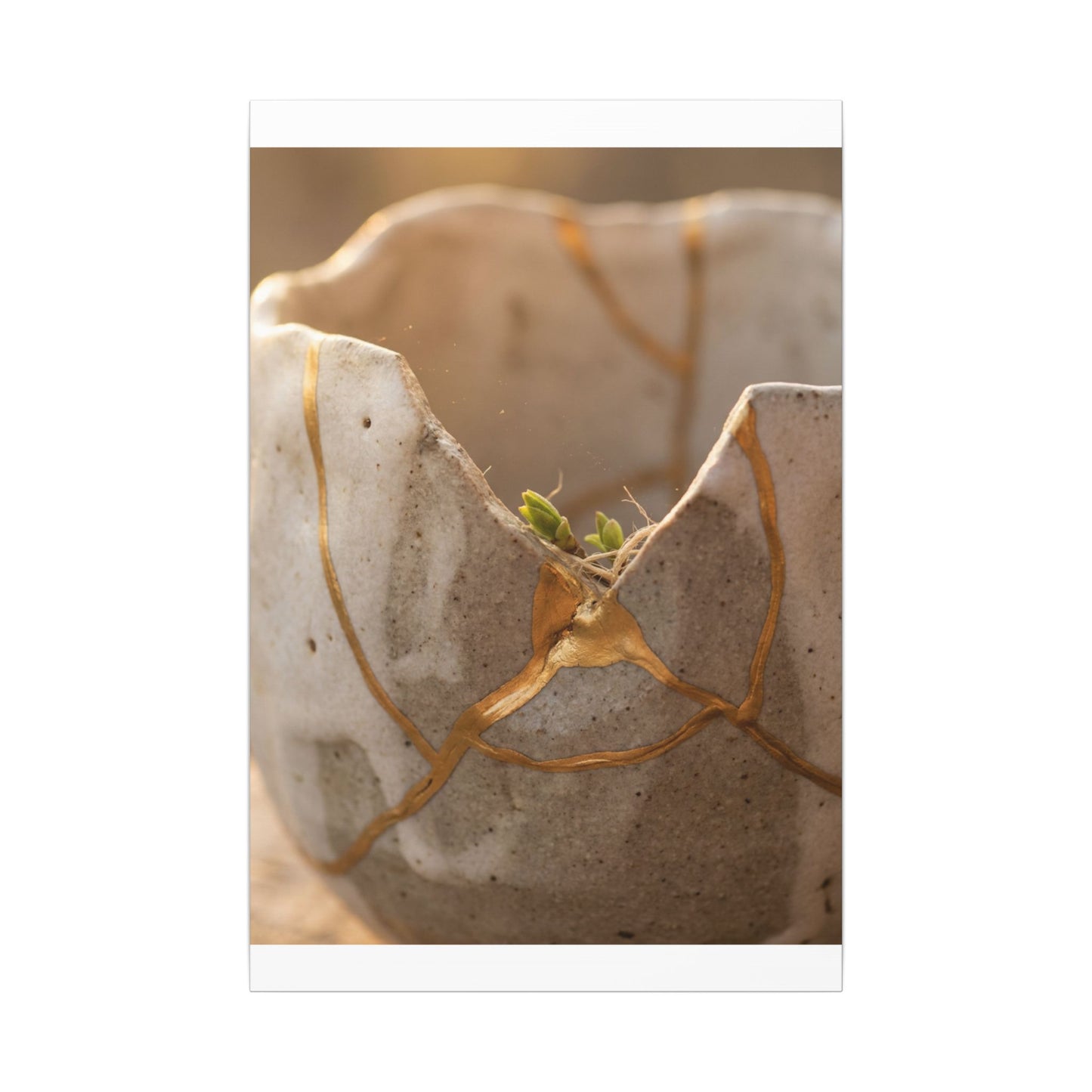 Golden Hour Broken Pottery Canvas Art - Japandi Kanso