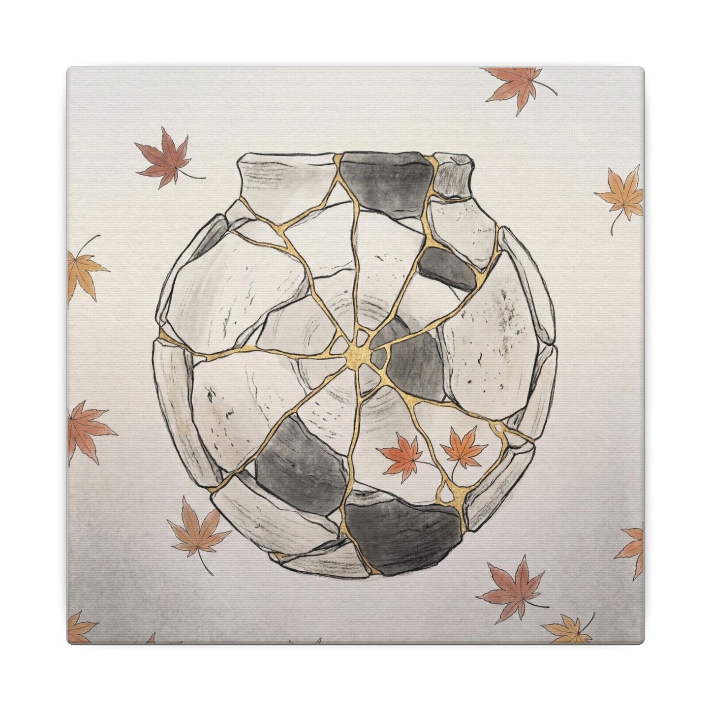 Japandi Broken Pottery in Dawn | Minimal Line Canvas Art