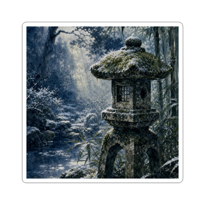 Zen Stone Lantern in Dappled | Sumi E Sticker