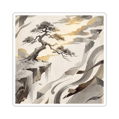 Golden Hour Pine Tree Sticker - Japandi Seijaku Art Print