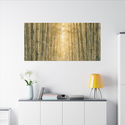 Bamboo Grove Winter Canvas Art | Japandi Elegant Design