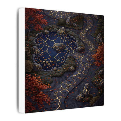 Moonlit Garden Gold Vein Canvas Art | Resilient Kintsugi Art