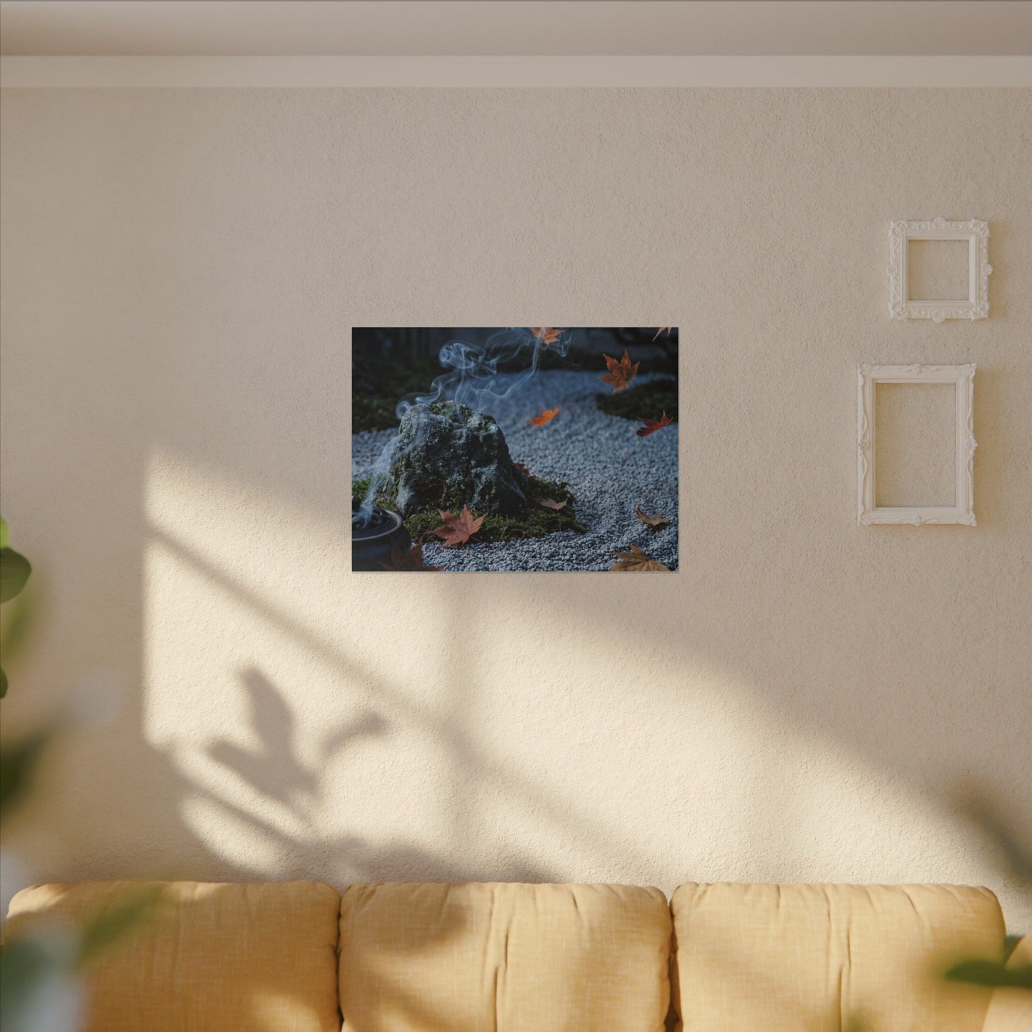 Autumn Incense Smoke Karesansui Canvas Art | Calm Decor
