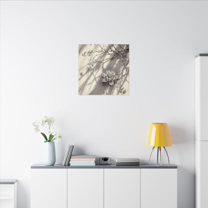 Winter Lotus Flower Sumi E Canvas Art | Contemplative Decor