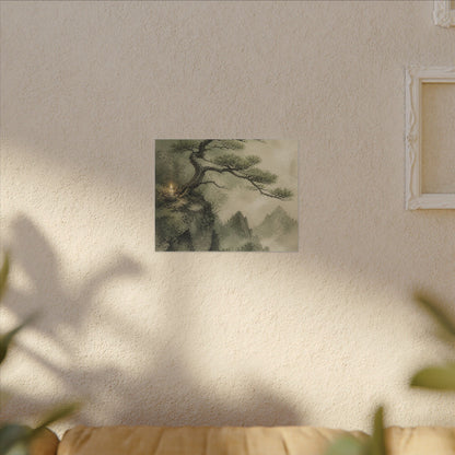 Candlelight Pine Tree Canvas Art - Japandi Kanso