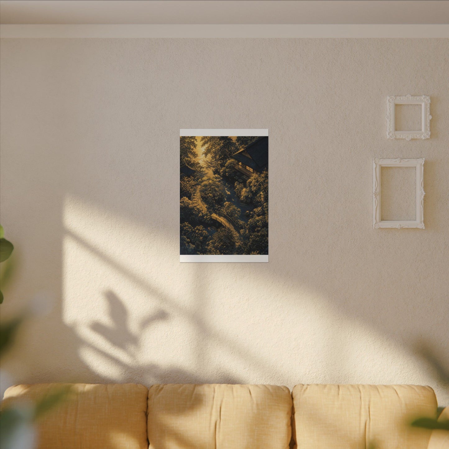 Contemplative Moonlit Garden Canvas Art - Ukiyo E Inspired Zen