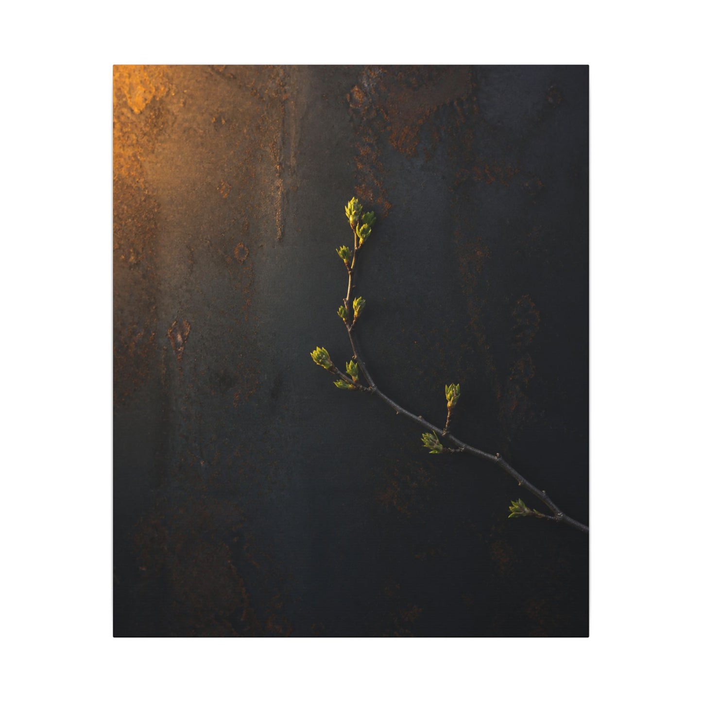 Dark Japandi Rust Patina in Golden Hour | Moody Minimal Canvas Art