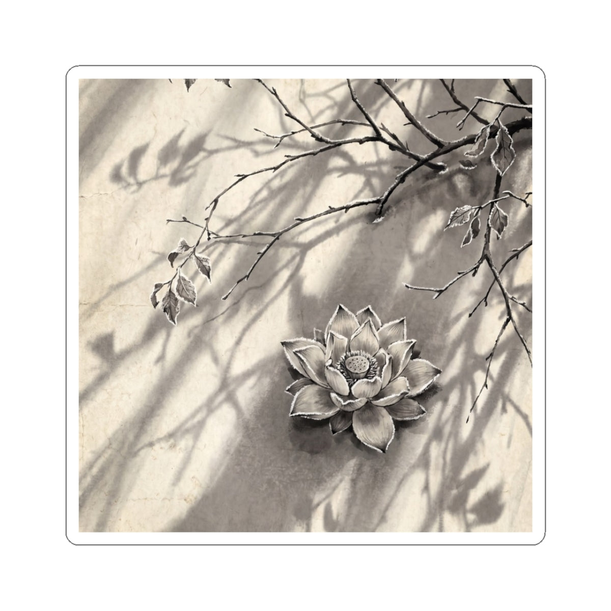 Dappled Lotus Flower Sticker - Zen Shibui Art Print
