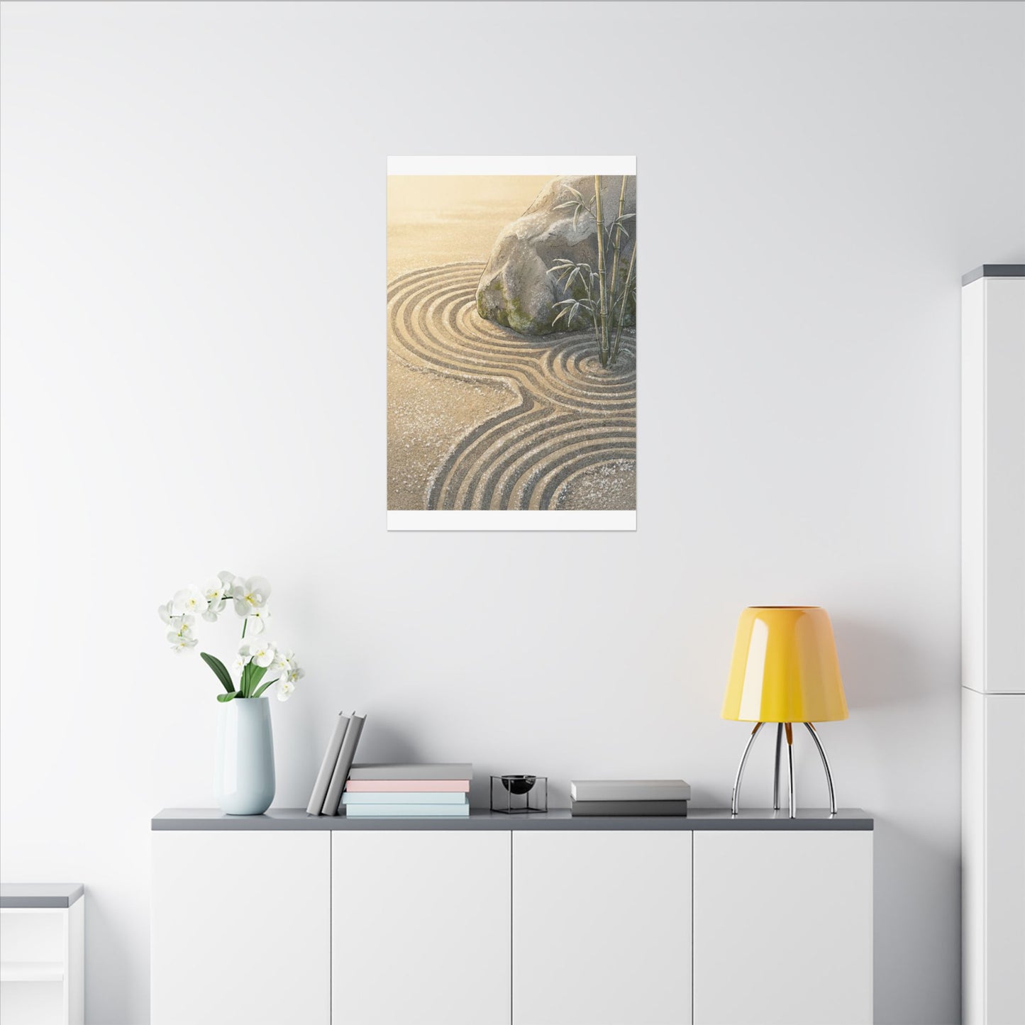 Rock Garden Winter Canvas Art | Zen Peaceful Design