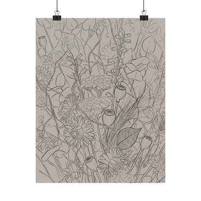 Summer Dried Flowers Minimal Line Wall Art Print | Cozy Decor