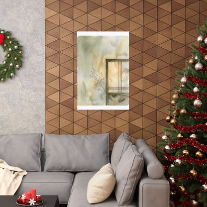 Shoji Screen Winter Wall Art Print | Japandi Earthy Design