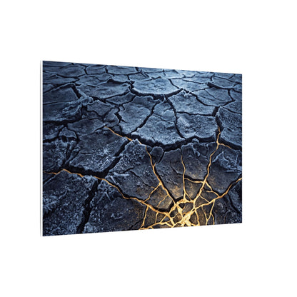 Moonlight Cracked Earth Canvas Art - Kintsugi Mono No Aware