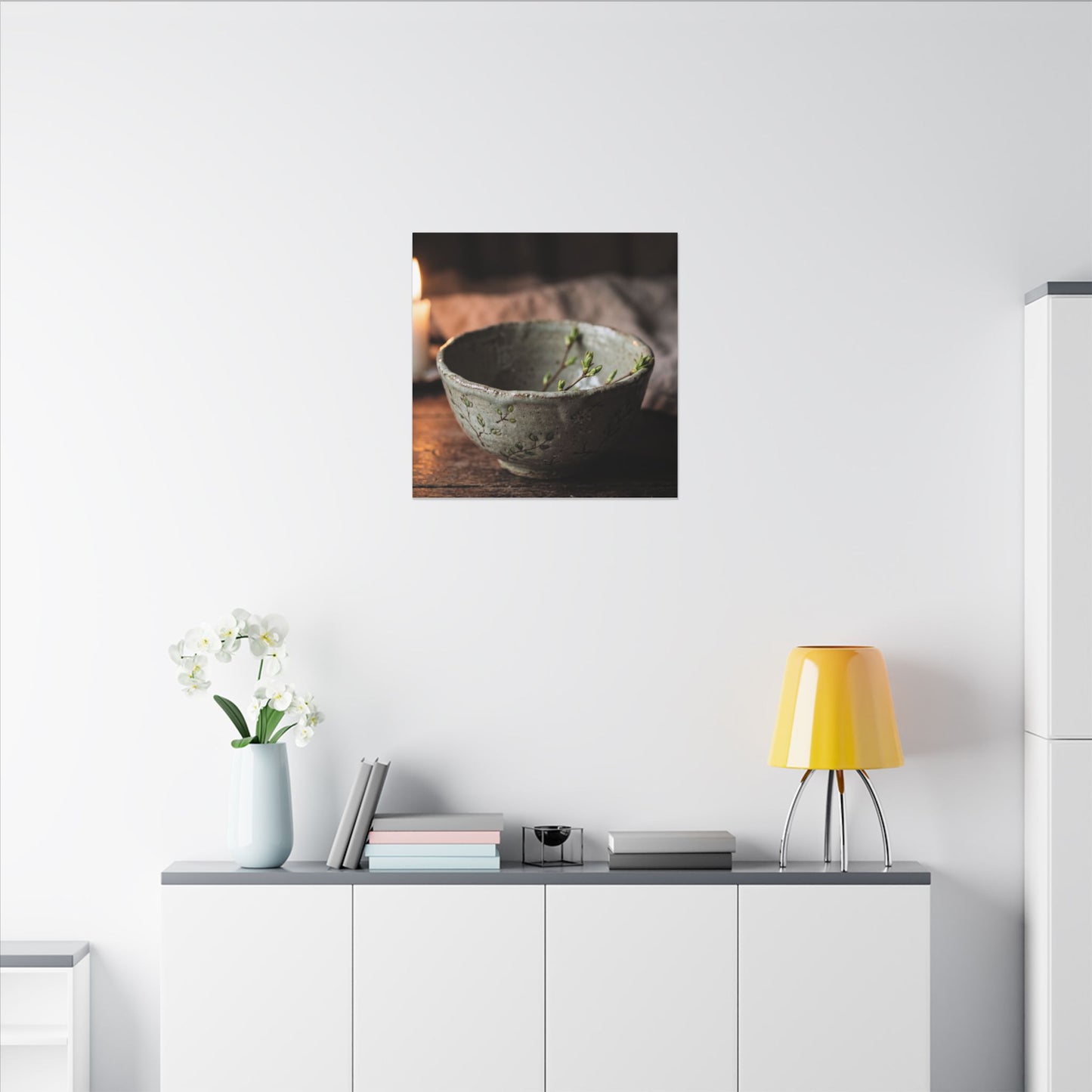 Ceramic Bowl Spring Canvas Art | Japandi Neutral Design
