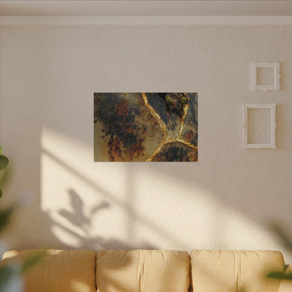 Datsuzoku Rust Patina Canvas Art - Kintsugi Crackle Gold
