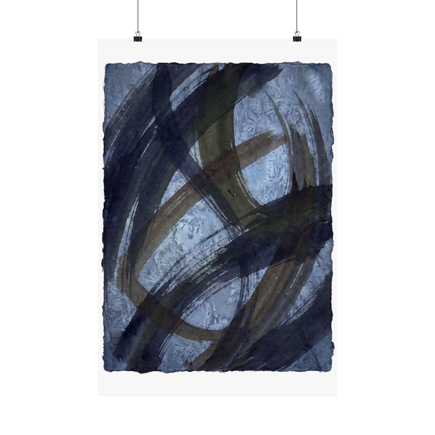 Ink Brushstroke Winter Wall Art Print | Dark Japandi Bold Design Art Print