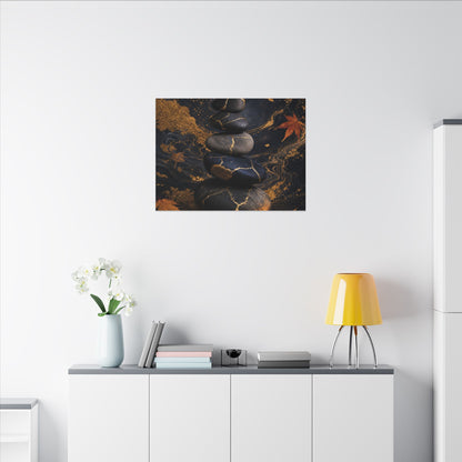 River Stones Autumn Canvas Art | Kintsugi Artful Design