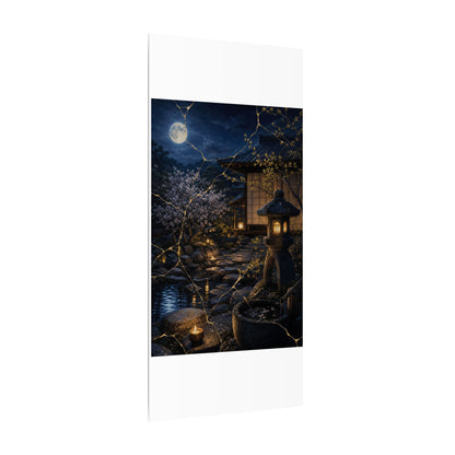 Seijaku Moonlit Garden Canvas Art - Kintsugi Gold Vein