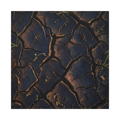 Cracked Earth Moody Minimal Canvas Art | Luxurious Dark Japandi Art